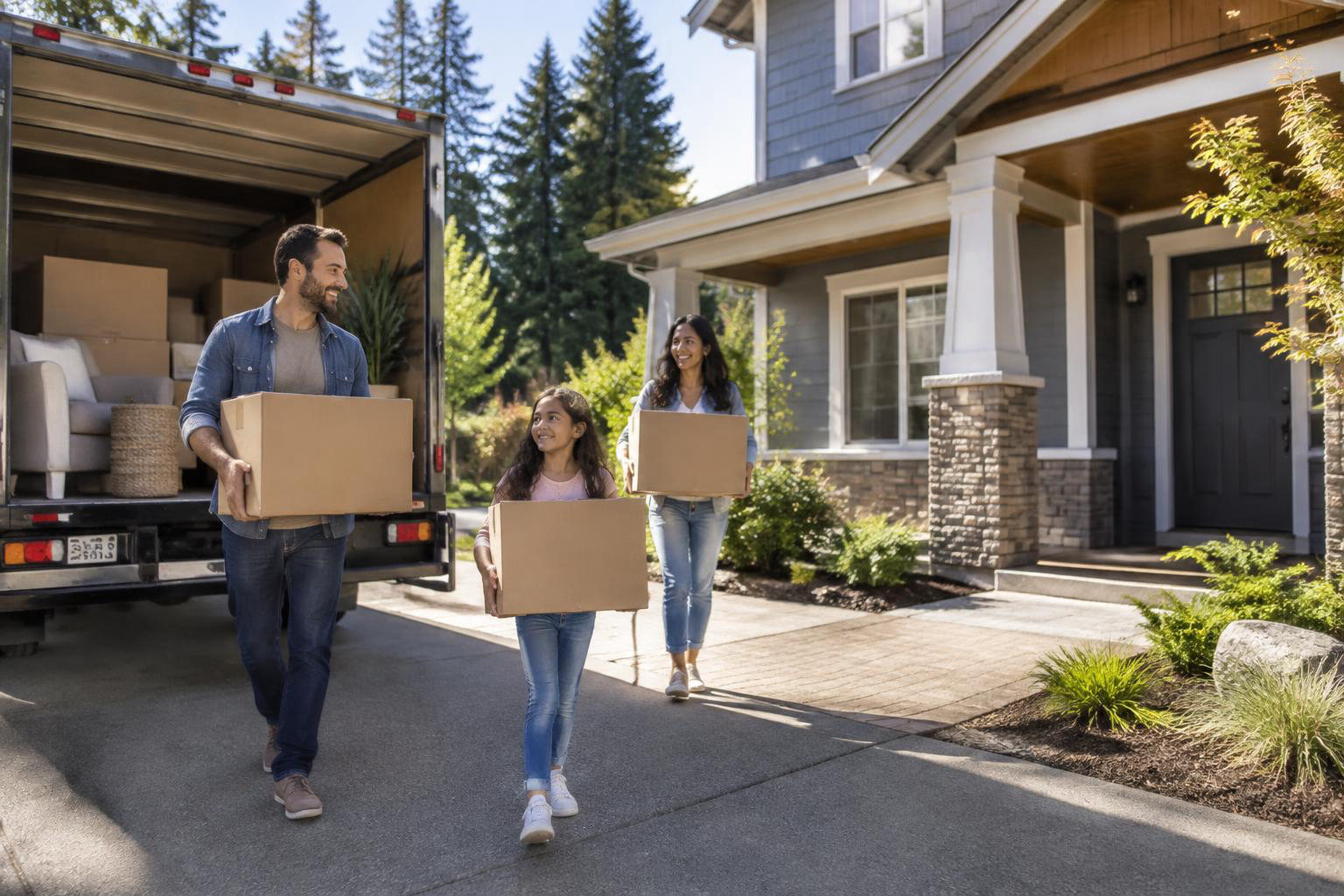 Illustrative people naturally engaged in the article's homeownership or relocation topic accompanying Moving to Tumwater from Seattle or California: A Guide to Settling In