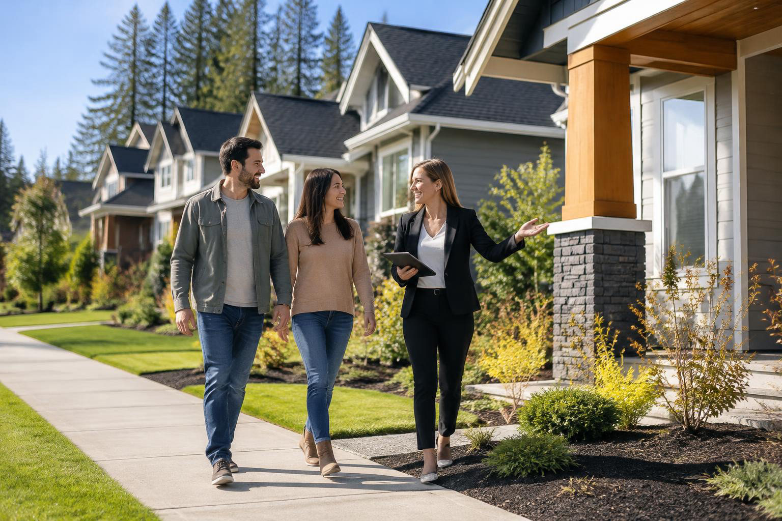 Illustrative people naturally engaged in the article's homeownership or relocation topic accompanying New Construction or Resale in Lacey? A Practical Guide to Finding Your Fit