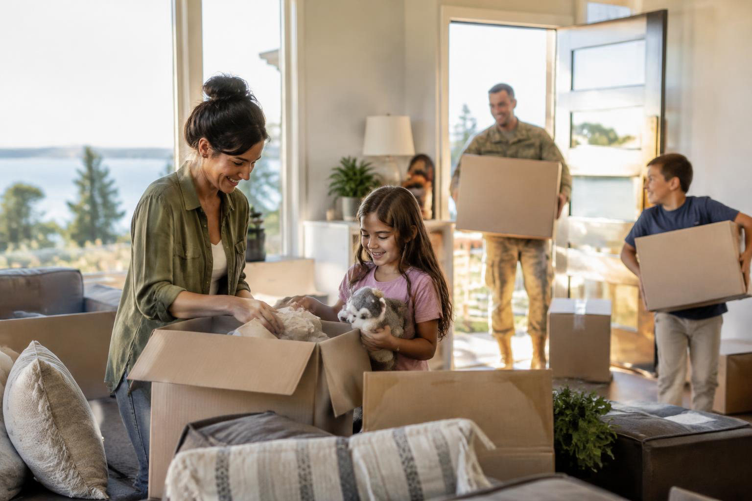 Illustrative people naturally engaged in the article's homeownership or relocation topic accompanying PCS to Lacey: A Military Family’s Guide to Making the Move Work