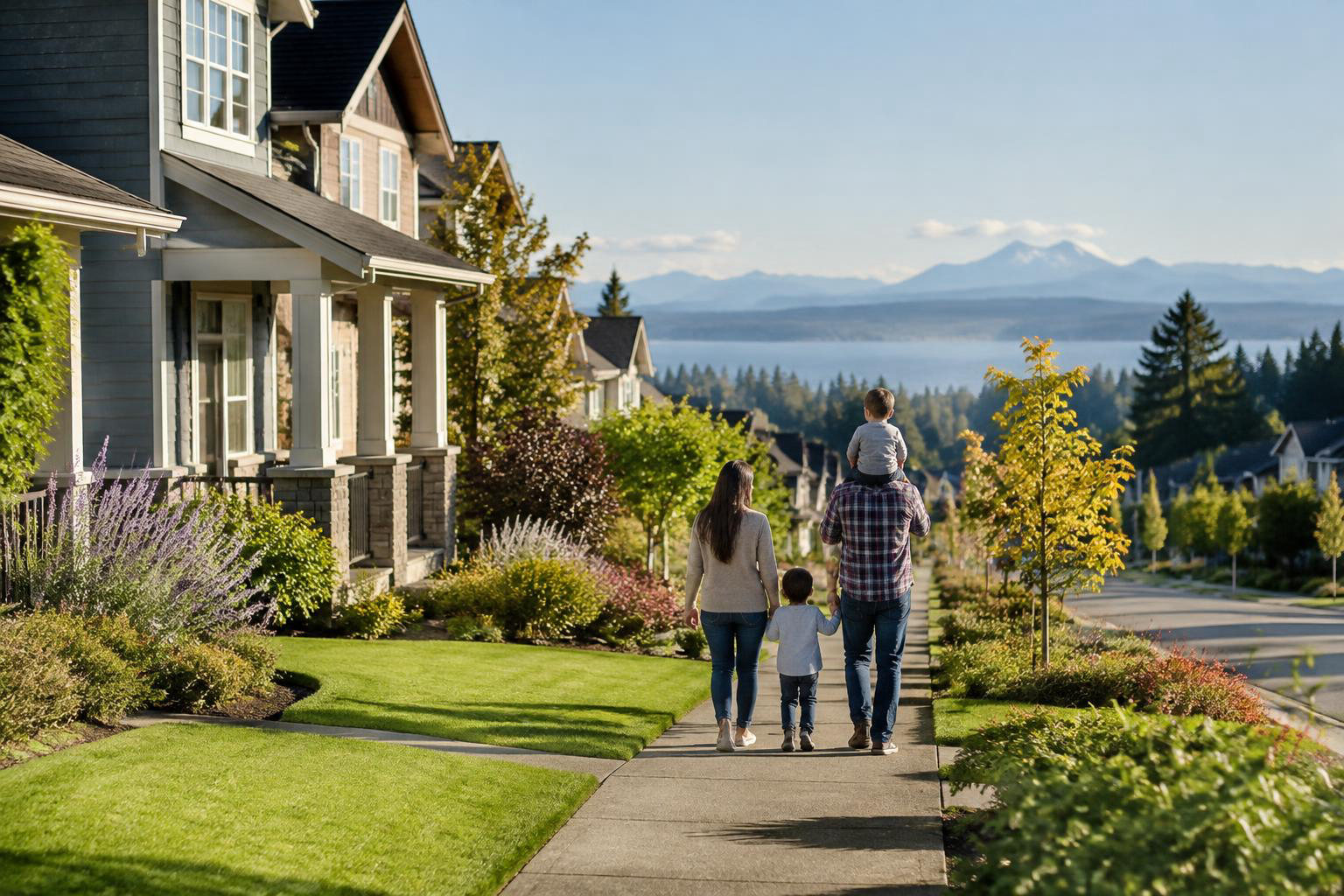Illustrative a residential exterior or neighborhood streetscape accompanying PCS to Olympia: A Practical Home Search Guide for JBLM Families