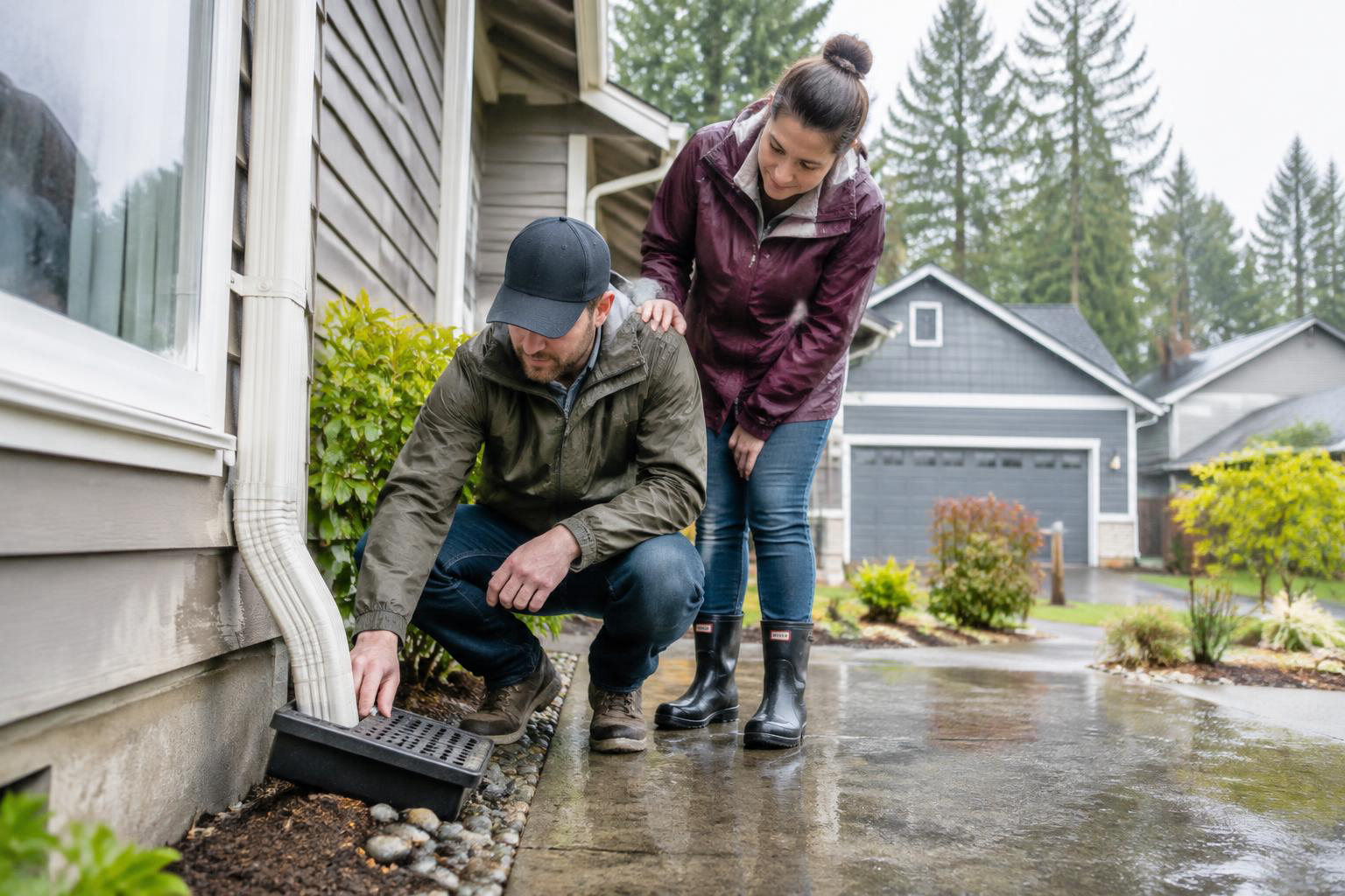 Illustrative people naturally engaged in the article's homeownership or relocation topic accompanying Rain-Ready in Lacey: A Practical Home Maintenance Guide for the Wet Season