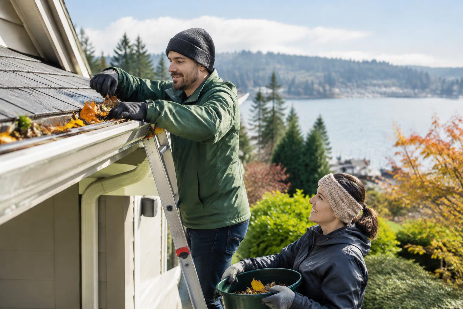Illustrative people naturally engaged in the article's homeownership or relocation topic accompanying Rain-Ready in Olympia: A Practical Seasonal Home Maintenance Guide