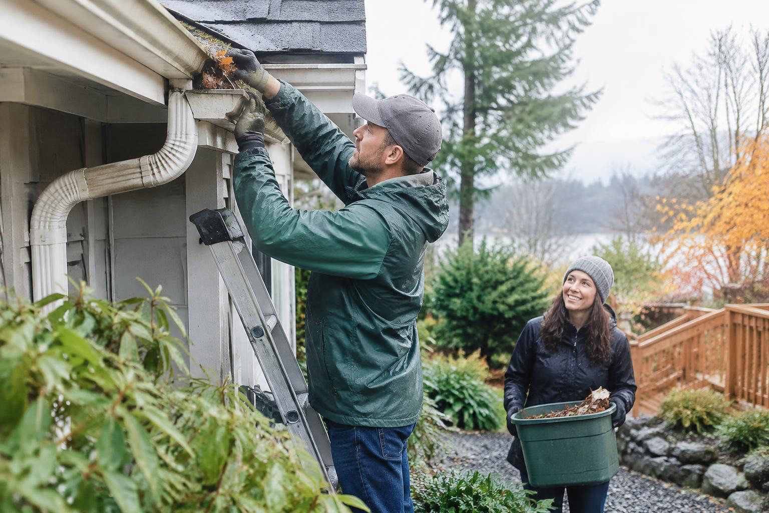 Illustrative people naturally engaged in the article's homeownership or relocation topic accompanying Rain-Ready in Tumwater: A Practical Seasonal Home Maintenance Guide