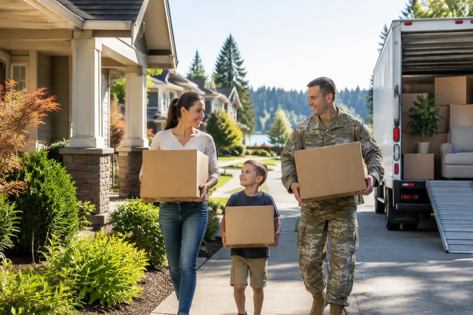 Illustrative a residential exterior or neighborhood streetscape accompanying Relocating to Tumwater with Military Orders: A Practical Guide for JBLM Households