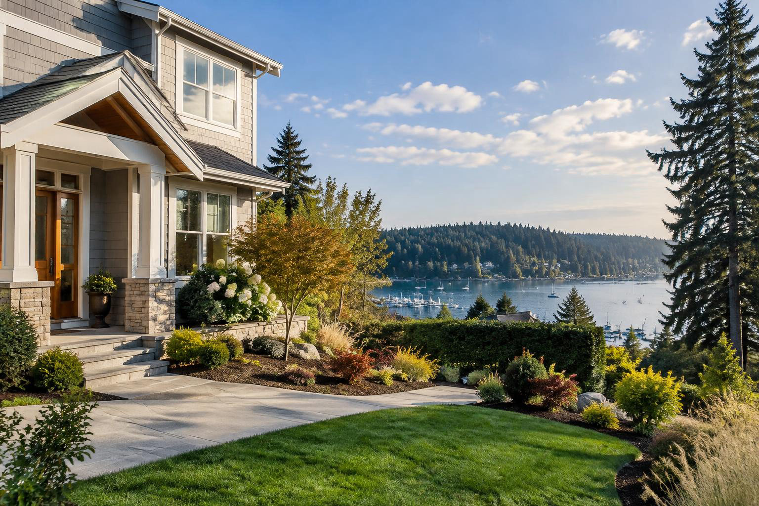 Illustrative a residential exterior or neighborhood streetscape accompanying Selling Your Gig Harbor Home: A Practical Guide from Preparation to Closing