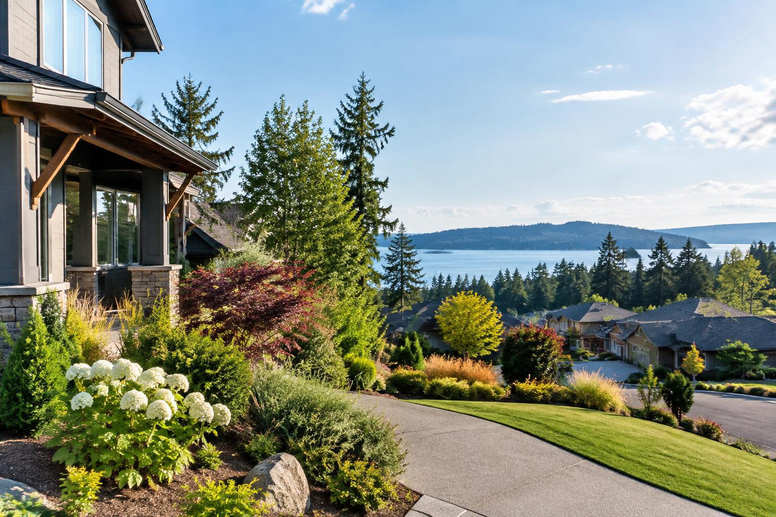 Illustrative a residential exterior or neighborhood streetscape accompanying Tumwater and the Water: A Practical Guide to Puget Sound Living