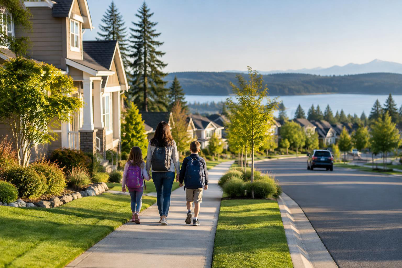 Illustrative a residential exterior or neighborhood streetscape accompanying Tumwater Schools and Commutes: A Homebuyer’s Guide to Daily Routines