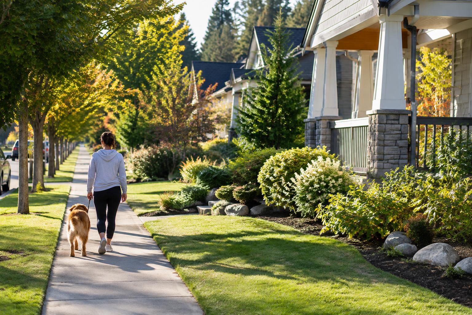 Illustrative a residential exterior or neighborhood streetscape accompanying Walkable Living in Lacey: Finding a Home Close to Your Everyday Stops