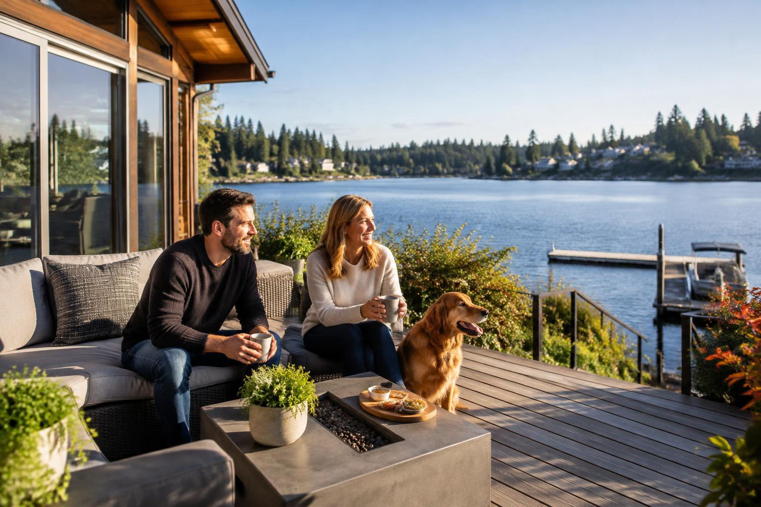 Illustrative people naturally engaged in the article's homeownership or relocation topic accompanying Waterfront Living in Lacey: Finding Your Place Near the South Sound