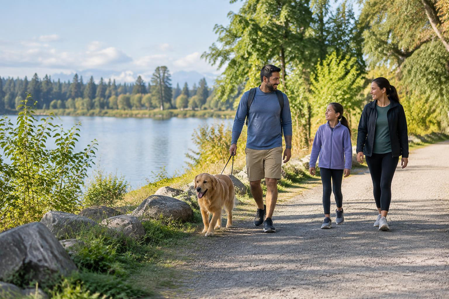 Illustrative people naturally engaged in the article's homeownership or relocation topic accompanying Weekends in Lacey: Parks, Trails and Easygoing Local Adventures