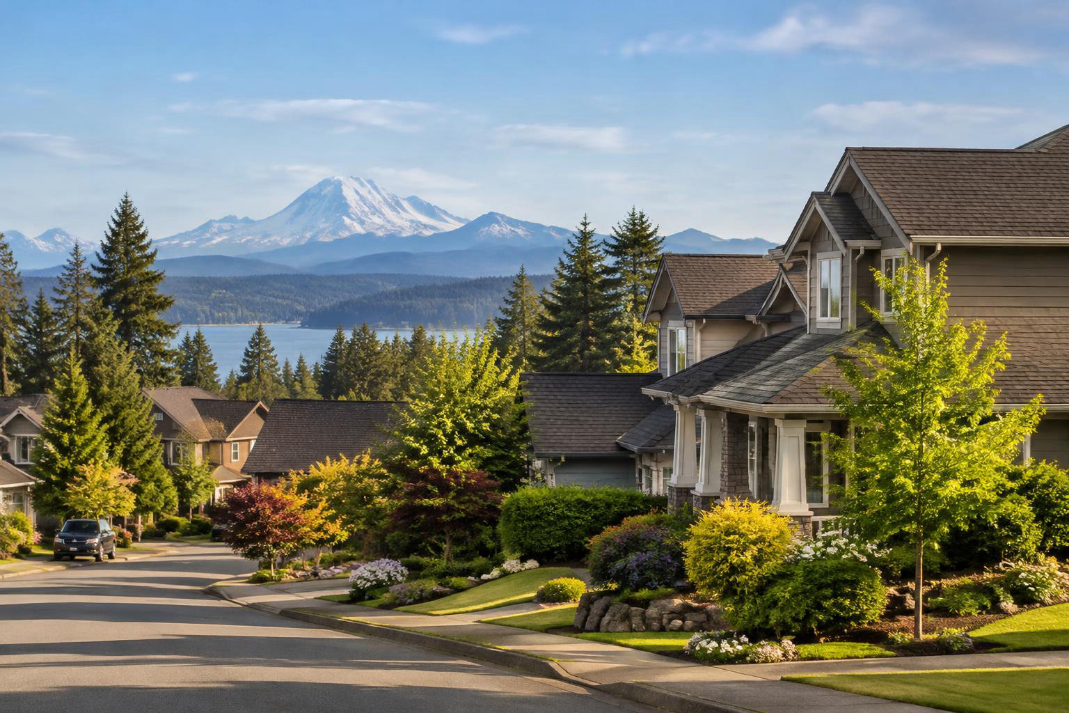 Illustrative a residential exterior or neighborhood streetscape accompanying Your Seattle-to-Tumwater or California-to-Tumwater Move: What to Check Before You Buy