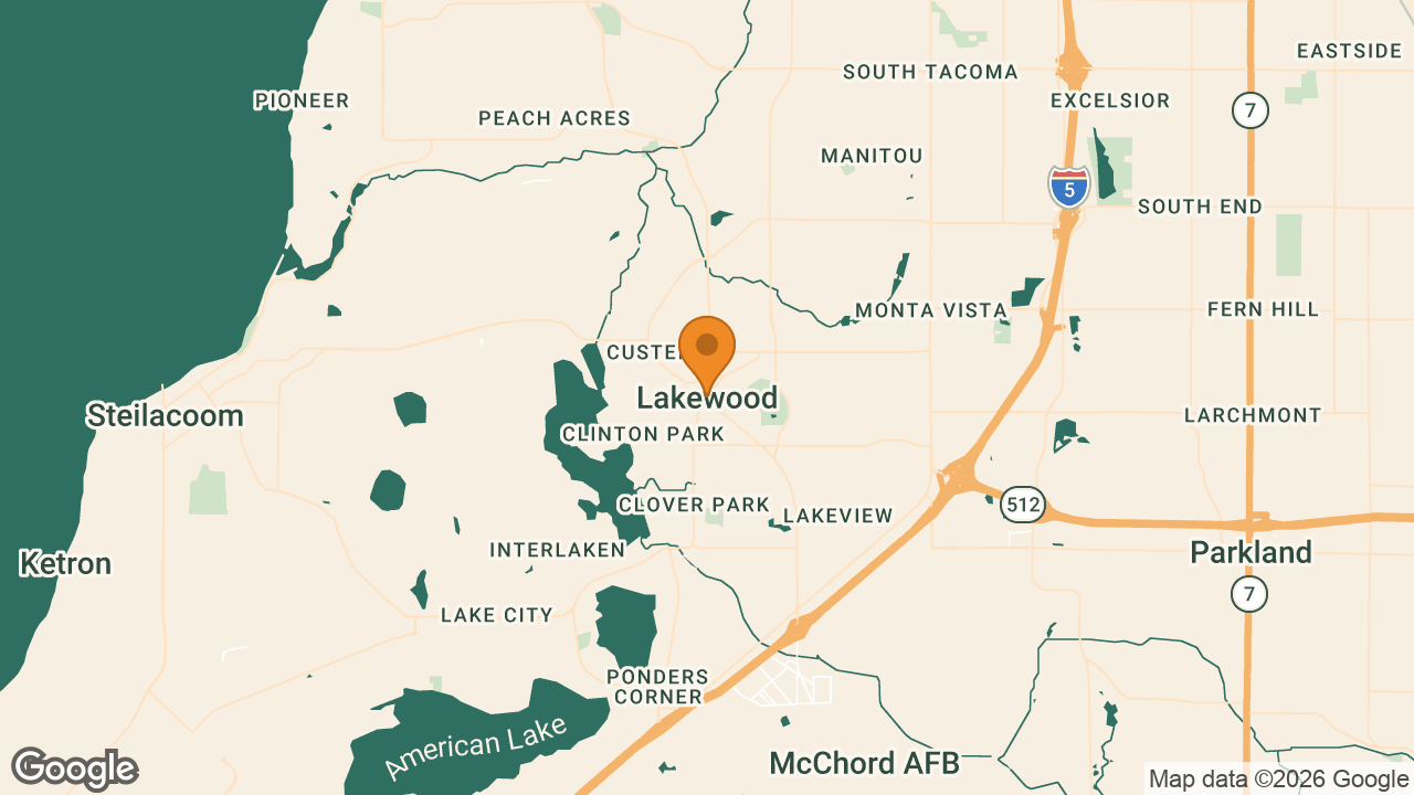 Map of Lakewood, Pierce County, Washington