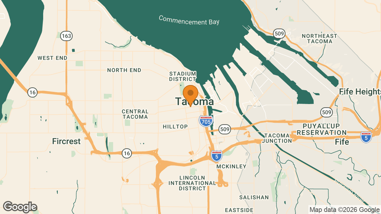 Map of Tacoma, Pierce County, Washington