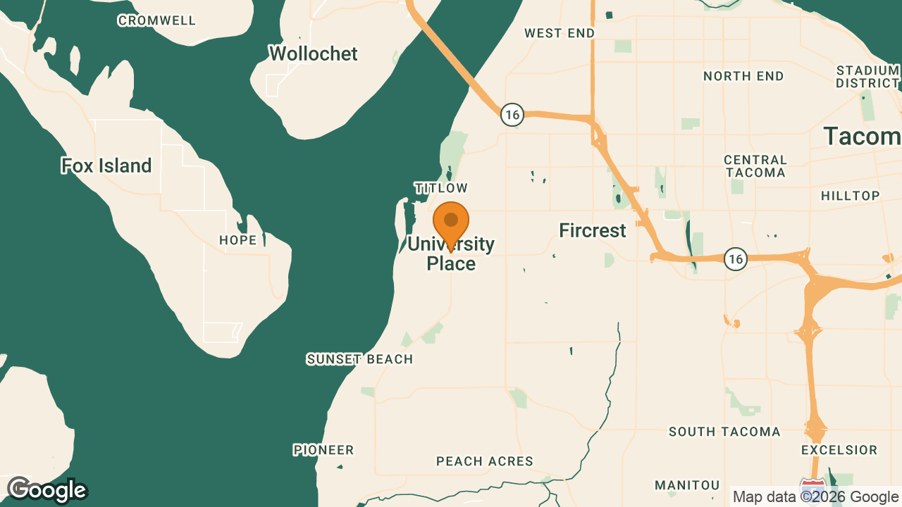 Map of University Place, Pierce County, Washington