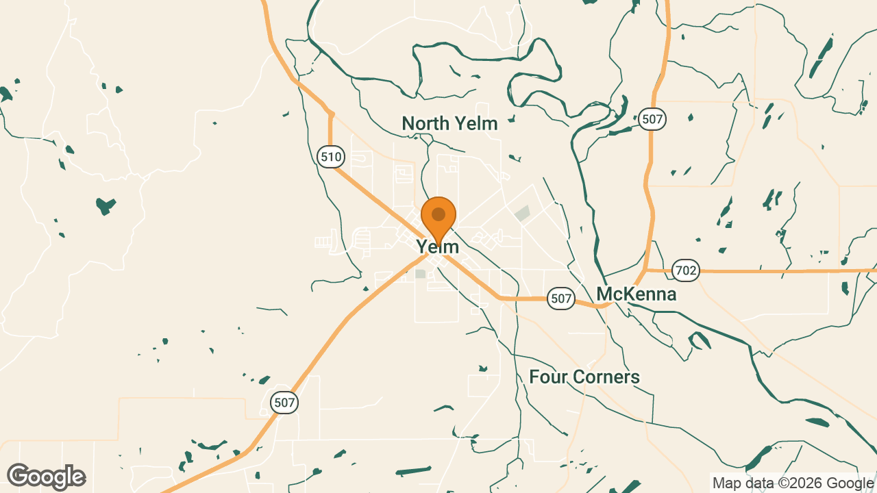 Map of Yelm, Thurston County, Washington