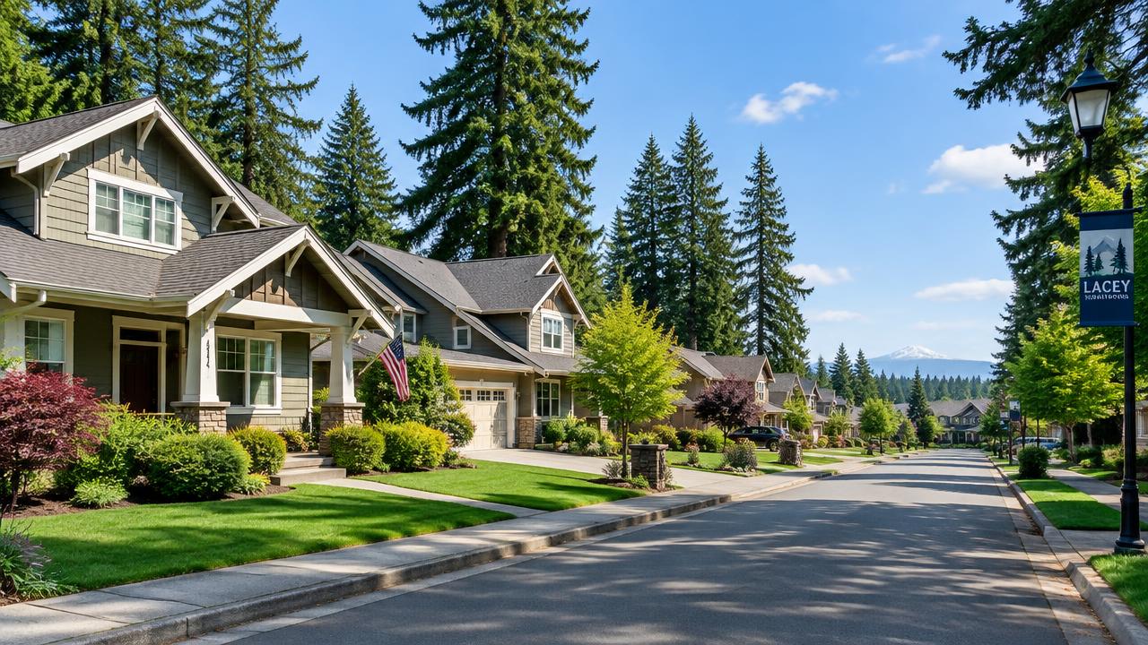 Craftsman homes on a tree-lined South Sound neighborhood street