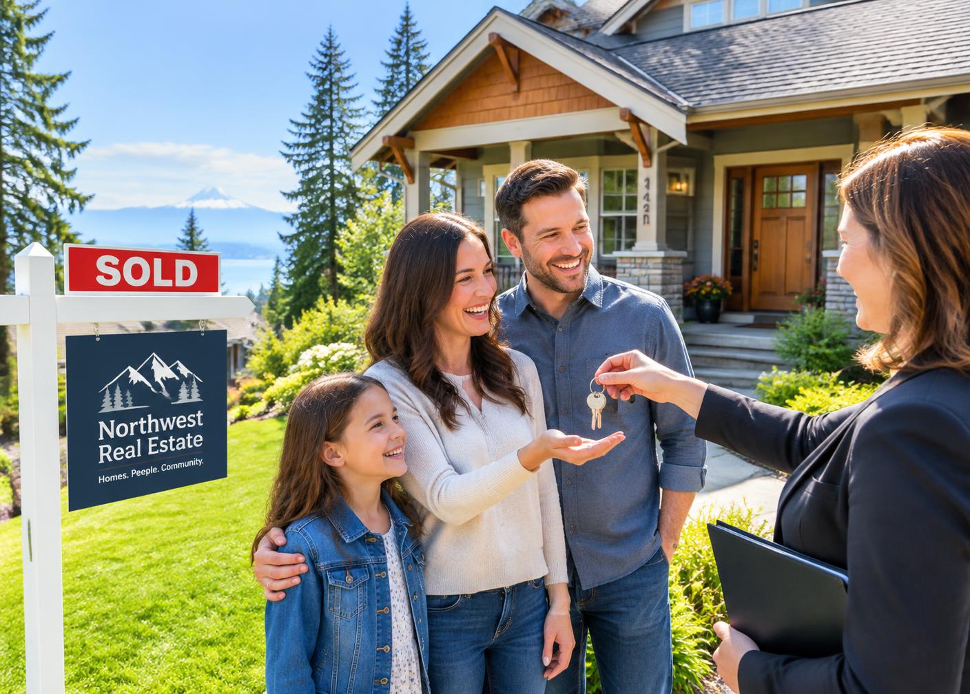 Family with keys to their sold home